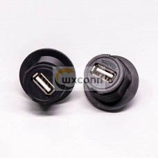 IP67 USB Connector Panel Mount USB 2.0 Type A Female to Female Adapter Straight Front Mount