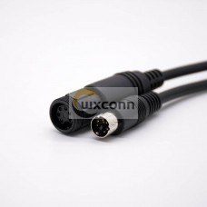 Round MINI DIN Connector To MINI DIN Plastic Thread Head 6 Pin Female To Male Injection Cable 28AWG PVC 0.3M Round MINI DIN Connector To MINI DIN Plastic Thread Head 6 Pin Female To Male Injection Cable 28AWG PVC 0.3M
