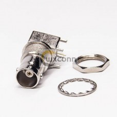 BNC Female Bulkhead Connector Right Angle Through Hole for PCB Mount BNC Female Bulkhead Connector Right Angle Through Hole for PCB Mount