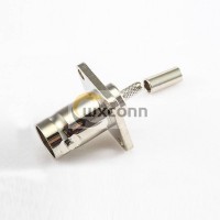 Crimp Cable for RG174/RG316 BNC Connector Female 180 Degree 4 Hole Flange