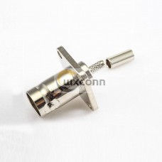 Crimp Cable for RG174/RG316 BNC Connector Female 180 Degree 4 Hole Flange