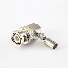 BNC Connector Male Right Angle Cable Mount Crimp For RG58/RG142 BNC Connector Male Right Angle Cable Mount Crimp For RG58/RG142