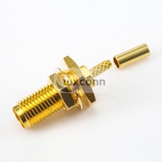 SMA Crimp Jack Connector 180 Degree Panel Mount Front Bulkhead for RG178/1.37mm/1.45mm SMA Crimp Jack Connector 180 Degree Panel Mount Front Bulkhead for RG178/1.37mm/1.45mm