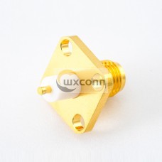 PCB Mount SMA Connector Female 180 Degree Panel Mount Welding Plate 4 Holes Flange