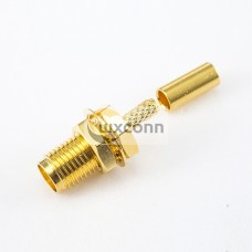 SMA Connector Female 180 Degree Panel Mount Front Bulkhead  Crimp for RG174/RG316/LMR100