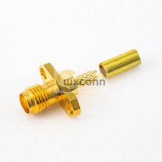 SMA Connector Panel Mount 2 Holes Flange Female Straight Crimp for RG174/RG316/LMR100 SMA Connector Panel Mount 2 Holes Flange Female Straight Crimp for RG174/RG316/LMR100