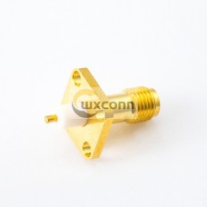 SMA Female 180 Degree Connector Panel Mount 4 Holes Flange Welding Plate for PCB Mount