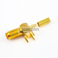 PCB SMA Connector Through Hole Female 90 Degree Crimp for RG316/RG174/LMR100 PCB SMA Connector Through Hole Female 90 Degree Crimp for RG316/RG174/LMR100