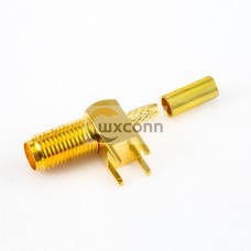 PCB SMA Connector Through Hole Female 90 Degree Crimp for RG316/RG174/LMR100 PCB SMA Connector Through Hole Female 90 Degree Crimp for RG316/RG174/LMR100