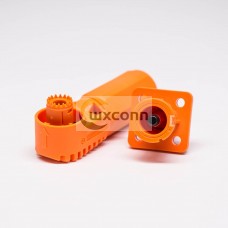 Waterproof High Current Battery Connectors Right Angle Plug Socket 6mm Orange IP67 70A Busbar Lug