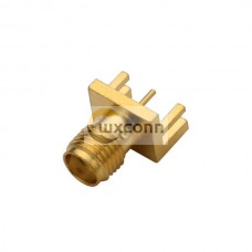 SMA Connector to PCB Edge Mount Female Receptacle 180 Degree Gold Plating SMA Connector to PCB Edge Mount Female Receptacle 180 Degree Gold Plating
