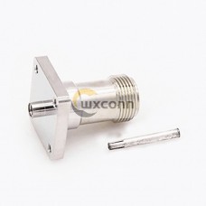 N Flange Connector Mount Female Straight 4 Hole Flange Solder for Semi-rigid 141 cable N Flange Connector Mount Female Straight 4 Hole Flange Solder for Semi-rigid 141 cable