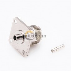 N Connector Soldering 4 Hole Flange Female Straight Solder for  Semi-rigid 141 Cable