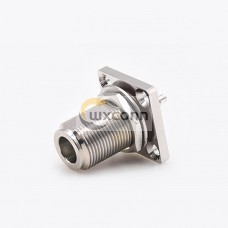N Type Panel Mount Connector Bulkhead 4 Hole Flange Waterproof Female Straight Solder for Cable