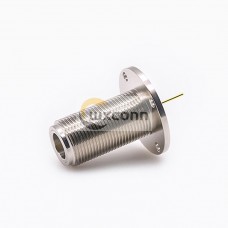 N RF Connector Female Straight Welding Plate Circle Flange Solder for PCB Mount