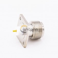 Connector Jack N-style Welding Plate 4 Hole Flange Straight Solder for PCB Mount