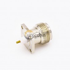 Type N Connector Jack Welding Plate 4 Hole Flange Straight Solder for PCB Mount