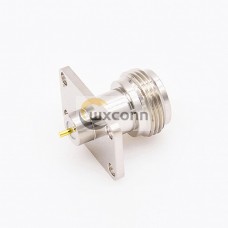 Type N Chassis Mount Connector Welding Plate 4 Hole Flange  Straight Female Solder for PCB Mount