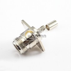 N Connector RG 58 Straight Female 4 Hole Flange Crimp for SYV50-3 RG142