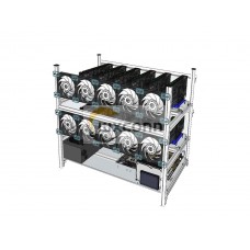 Aluminum Open Air Mining Rig Stackable Frame Case With 10 LED Fans For 12 GPU ETH Aluminum Open Air Mining Rig Stackable Frame Case With 10 LED Fans For 12 GPU ETH