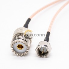 RF Cable Connector Types UHF Female SO239 to F Type Male Cable Assembly RG316 15cm