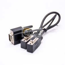 15pin DB Male Left angle Cable to 15pin Female&9pin Male Overmold Type 0.3M 15pin DB Male Left angle Cable to 15pin Female&9pin Male Overmold Type 0.3M
