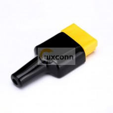 2 Way Battery Power Connector 600V 50Amp Yellow Housing with PVC Cover Flame Retardant Sleeve