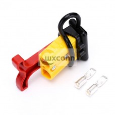 600V 50Amp Red Housing 2 Way Battery Power Cable Connector with Red Plastic T-Bar Handle and Black Rubber Dustproof Cover