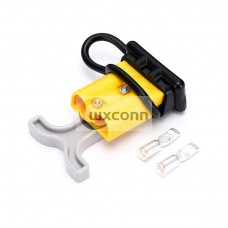 600V 50Amp Yellow Housing 2 Way Battery Power Cable Connector with Grey Plastic T-Bar Handle and Black Rubber Dustproof Cover 600V 50Amp Yellow Housing 2 Way Battery Power Cable Connector with Grey Plastic T-Bar Handle and Black Rubber Dustproof Cover