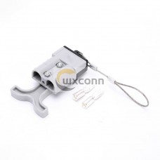 600V 50Amp Grey 2 Way Battery Power Cable Connector with Grey Plastic T-Bar Handle and Black Plastic Internal Protective Cover