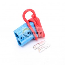 600V 50Amp Blue Housing 2 Way Battery Power Cable Connector with Red External Protective Rubber Dustproof Cover 600V 50Amp Blue Housing 2 Way Battery Power Cable Connector with Red External Protective Rubber Dustproof Cover