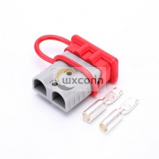600V 120Amp Grey Housing 2 Way Battery Power Cable Connector with Red External Protective Rubber Dustproof Cover
