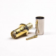Female SMA Connector 180 Degree Golder Plating Crimp Type for Coaxial Cable Female SMA Connector 180 Degree Golder Plating Crimp Type for Coaxial Cable