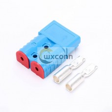 2 Way 600V 120Amp Blue Housing Battery Power Cable Connector with Red Color Cable fix plug