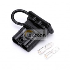 600V 175Amp Black Housing 2 Way Battery Power Cable Connector with Black External Protective Rubber Dustproof Cover