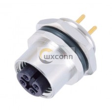 4Pin M12 Connector waterproof A Code Female 180°Rear Panel Mount PCB Solder type