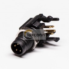 M8 Circular Connector Right Angle PCB 4 Pin Panel Mount Male Waterproof Socket M8 Circular Connector Right Angle PCB 4 Pin Panel Mount Male Waterproof Socket