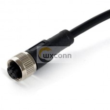 M12 Extension Cable 5Pin Female A-Coding Straight Connector Molded Cable Shield 1M AWG22 Cnc Screw