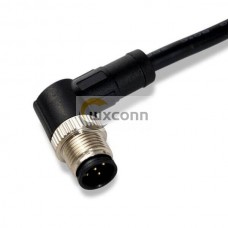 4 Pin M12 Cable Male Right Angled Connector A Code Moulded Cable 1M AWG22 Ip68 PVC Cable Black 4 Pin M12 Cable Male Right Angled Connector A Code Moulded Cable 1M AWG22 Ip68 PVC Cable Black
