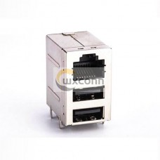 2pcs Mixed USB RJ45 Connector Three Port Shielded Without LED 2pcs Mixed USB RJ45 Connector Three Port Shielded Without LED