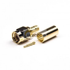 SMA 50 Ohm Connector Male 180 Degree Crimp Type Gold Plating SMA 50 Ohm Connector Male 180 Degree Crimp Type Gold Plating