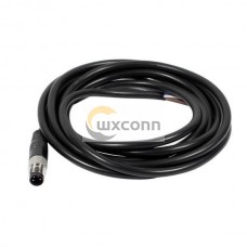 M8 Sealing Plug Waterproof Straight Molding Cable 4 Pin Male Plug With 1M 24AWG Wire