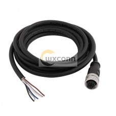 5 Pole M12 Cable Female Straight Connector Black Cable PVC 1.5M AWG22 A Code