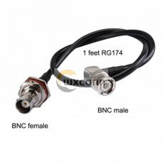 BNC Cables RG174 30CM with Waterproof Female BNC to Angled Male BNC